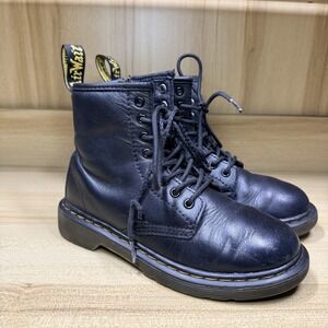 Doc Martens 1460J Black‎ Leather Combat Boots Unisex Black Size 1 READ